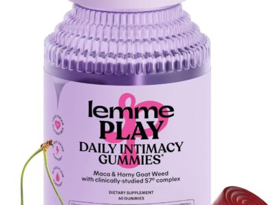 Lemme Play Daily Intimacy Gummies for Women and Men w/Clinically-Studied S7 Nitric Oxide Complex for Healthy Blood Flow, Maca Root, Goat Weed - Cherry Flavored (60 Count)