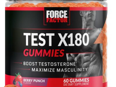 Force Factor Test X180 Gummies Testosterone Booster for Men with Tongkat Ali, Horny Goat Weed, Tribulus Terrestris, Fenugreek, & Black Maca, Supplement Men, Berry Punch, 60 Gummies, 1-Pack
